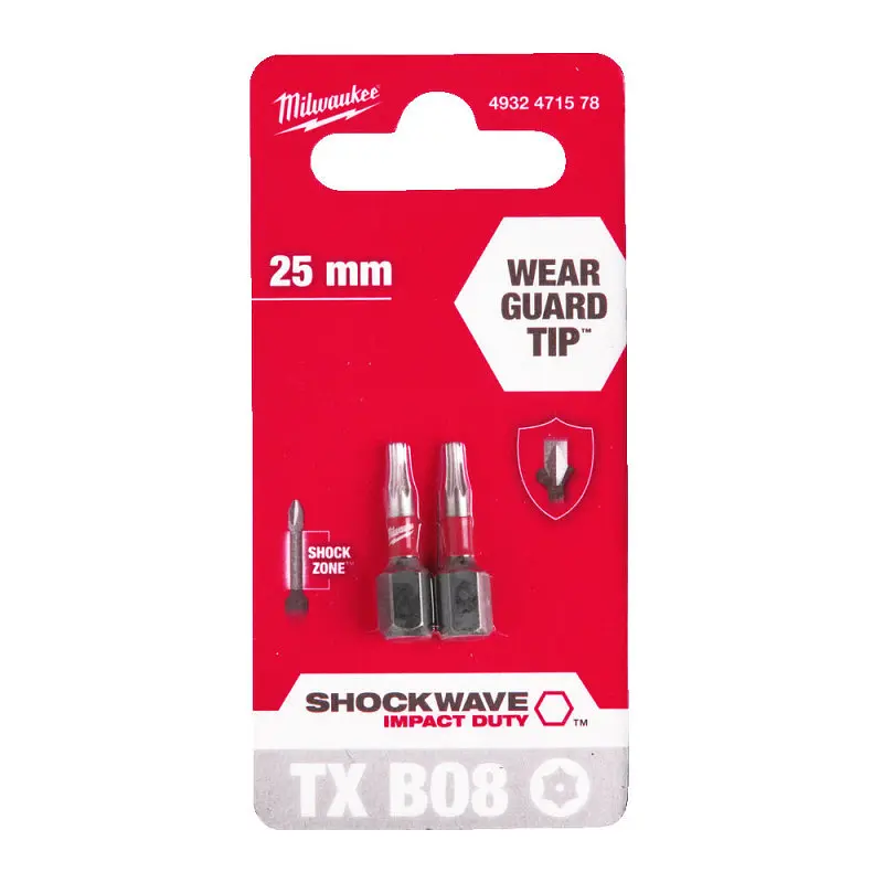 Біта SHOCKWAVE MILWAUKEE, TX BO8, 25мм, (2 шт) - фото 2