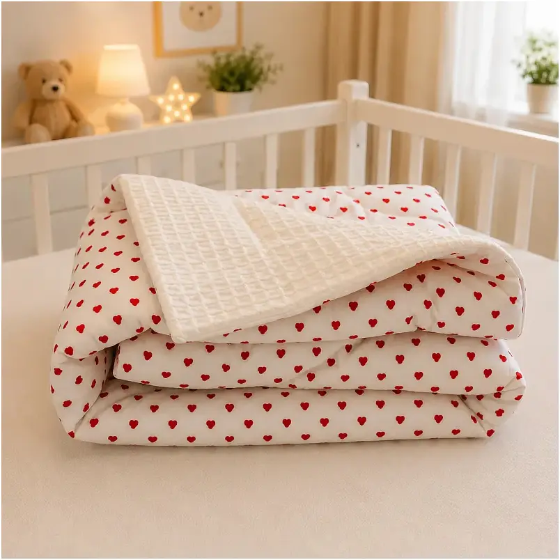 Плед дитячий MirSon Poplin Waffle Little hearts 110х140 см (2200013892526) - фото 4