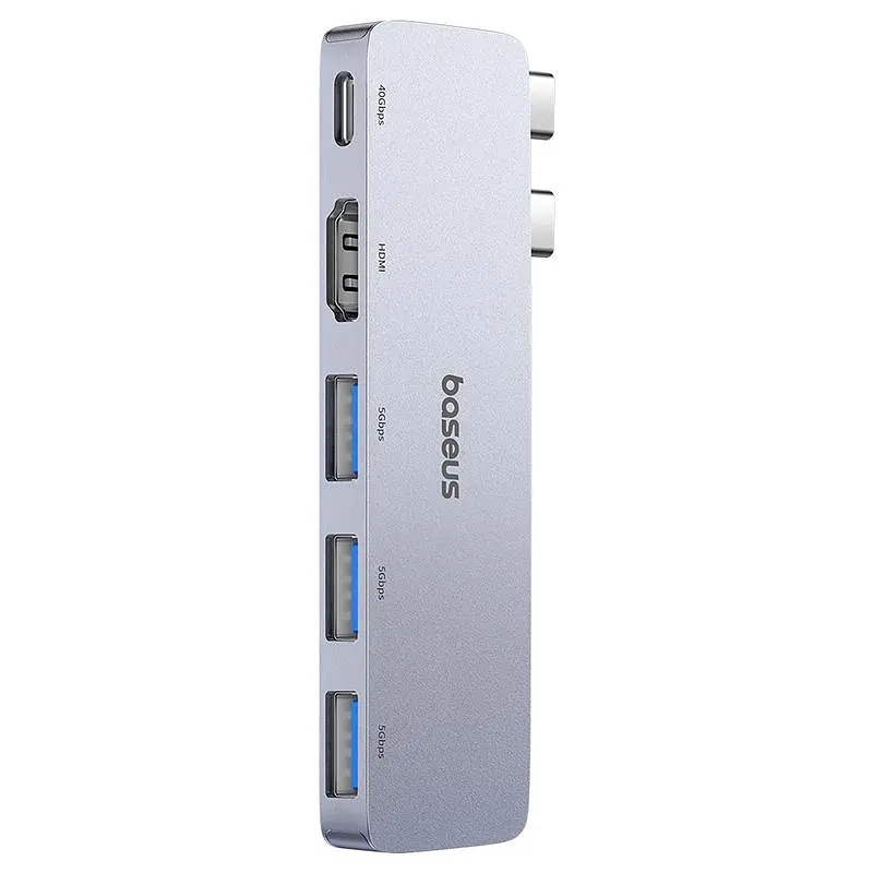 USB-Хаб Baseus UltraJoy Series 5-Port HUB Space Grey (USB-C*2 to USB-C 40Gbps*1+HDMI 4K@30Hz*1+USB3.0*3 (B00052801811-04) - фото 2