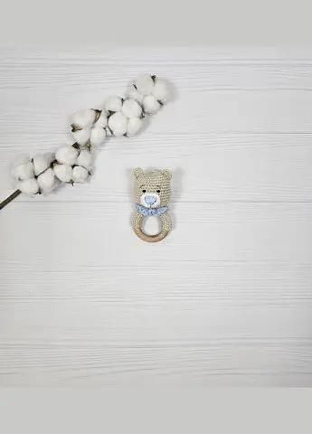 Брязкальце ручної роботи "Ведмедик" a.l.babybox Беж-блакитний