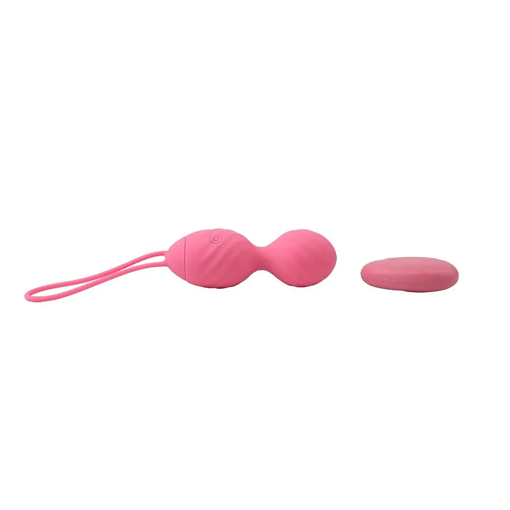 Вагінальні кульки M-Mello Ridged Vibrating Bullet, 19 см, рожевий - фото 3