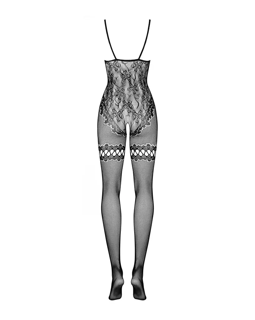 Бодістокінг Obsessive Bodystocking F213 S/M/L, імітація мереживного боді та резинки для панчіх - фото 6