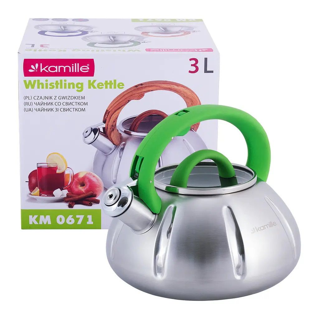 Чайник зі свистком Kamille KM-0671 3л зелений - фото 6