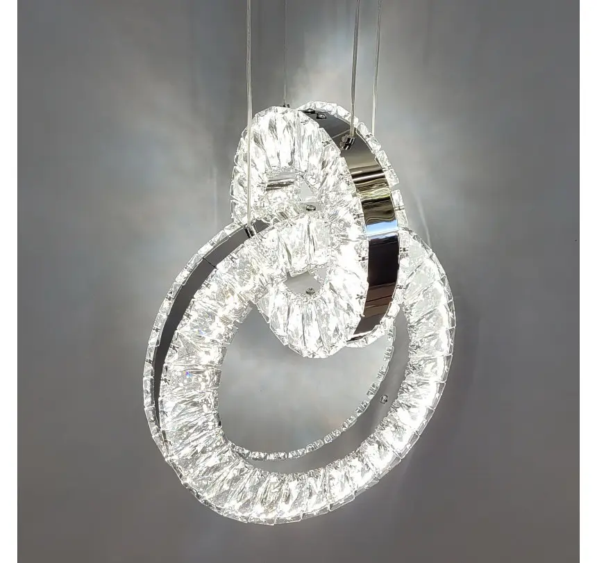 Підвісна кришталева LED-люстра Artlight 7710/2A-CH з двома кільцями, хром, 34 Вт, від 5-12 м² - фото 7