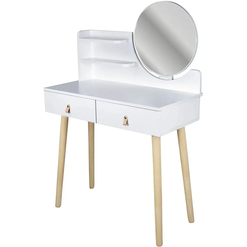 Туалетний столик Jumi Scandi з шухлядами шкіряні ручки білий - фото 2