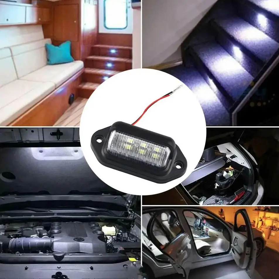 LED Підсвічування Номери універсальні Thoc Auto 12/24V 6 LED 2 шт. Чорна (4382) - фото 4
