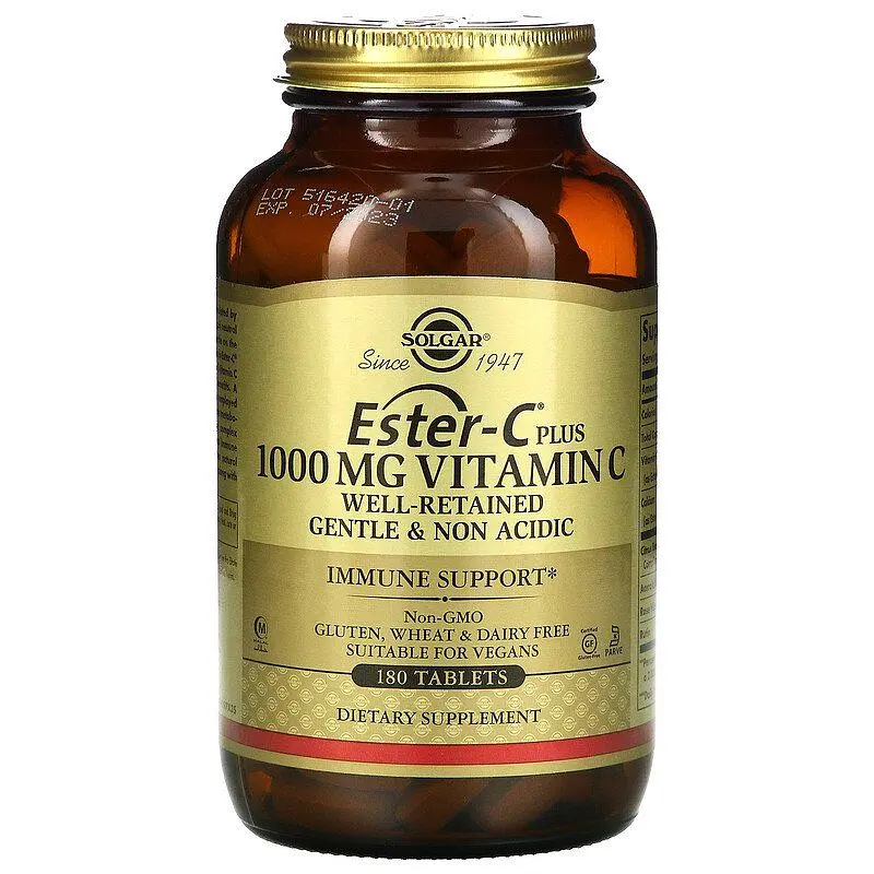 Естер-С плюс, Ester-C Plus, вітамін С, 1000 мг, 180 таблеток Solgar vit0003026