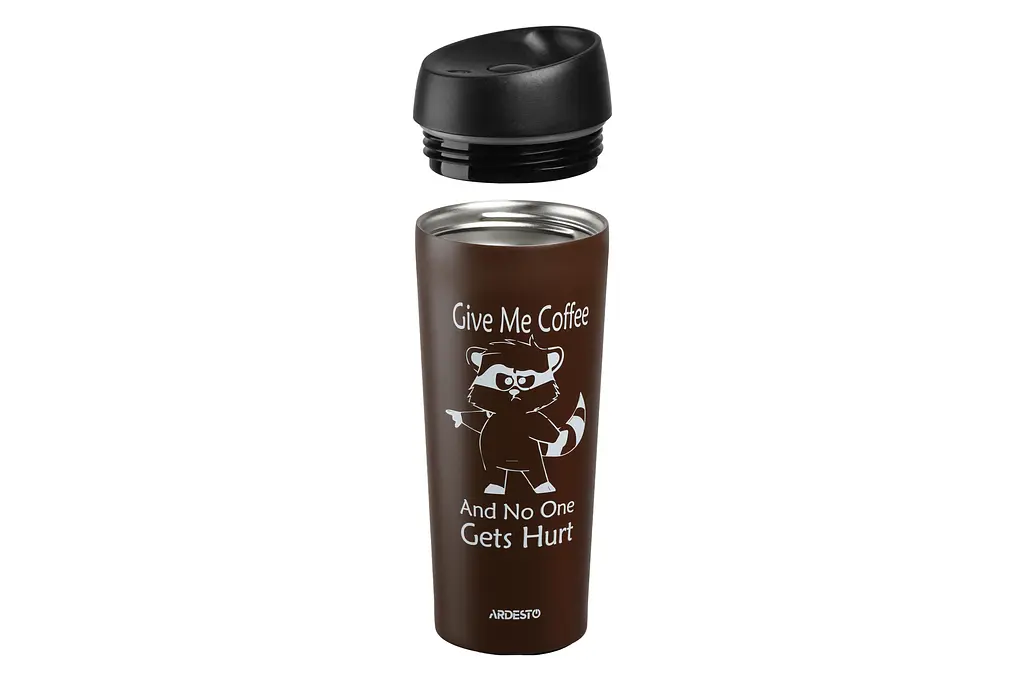 Термочашка Ardesto Coffee time Raccoon 450 мл коричневий - фото 2