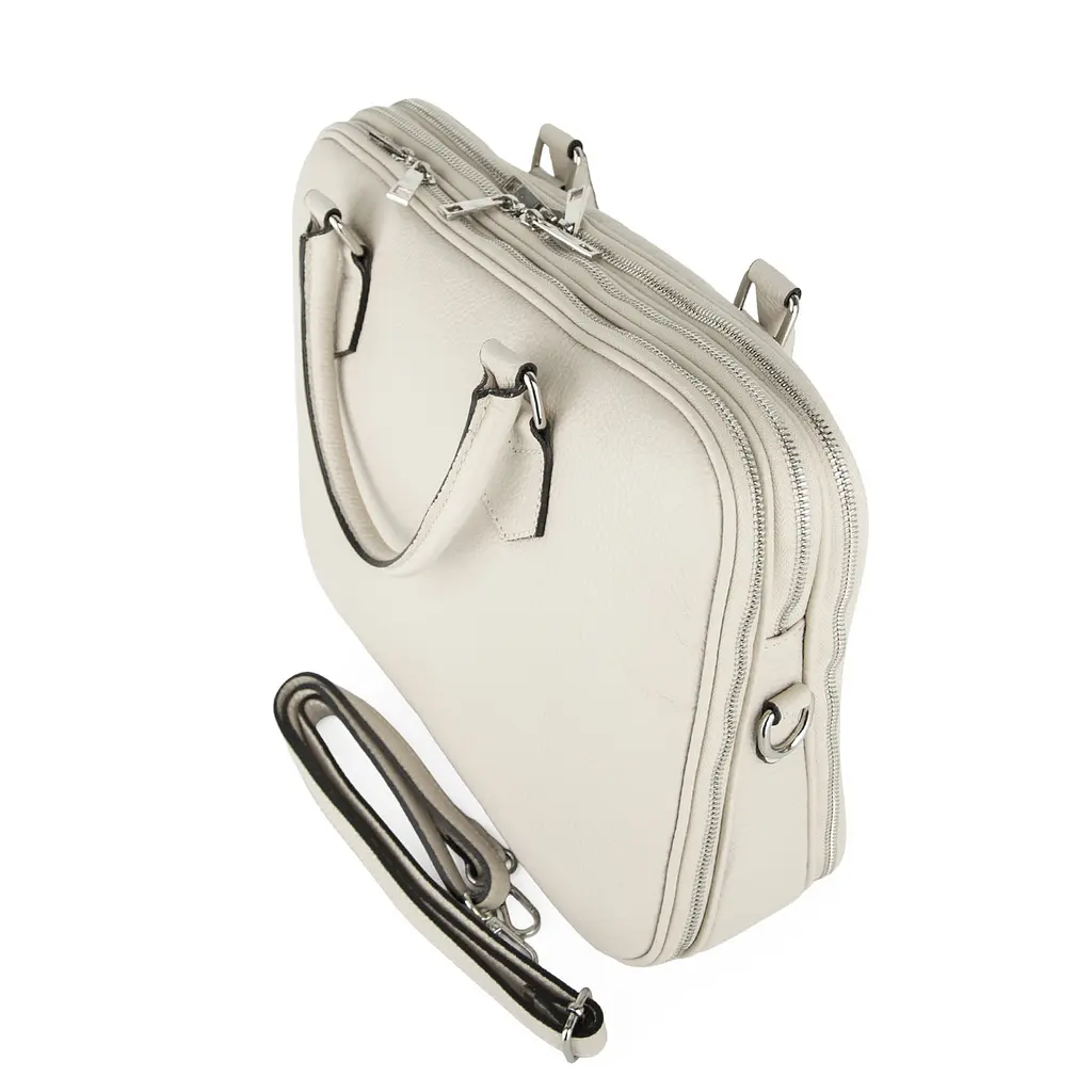 Шкіряна жіноча сумка для ноутбука Virginia Conti 03889 бежева - фото 3