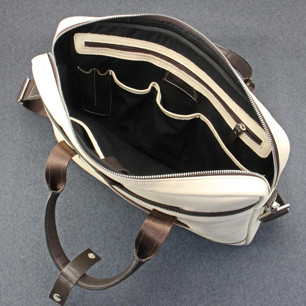 Сумка шкіряна для ноутбука 15.6' Tom Stone світло-бежева 717 M Br жіноча, MacBook 16' - фото 8