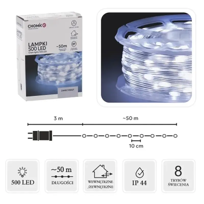 Гірлянда Chomik Струна На котушці 49.9 + 3 м 500 LED Холодний білий (5900779880122) - фото 5