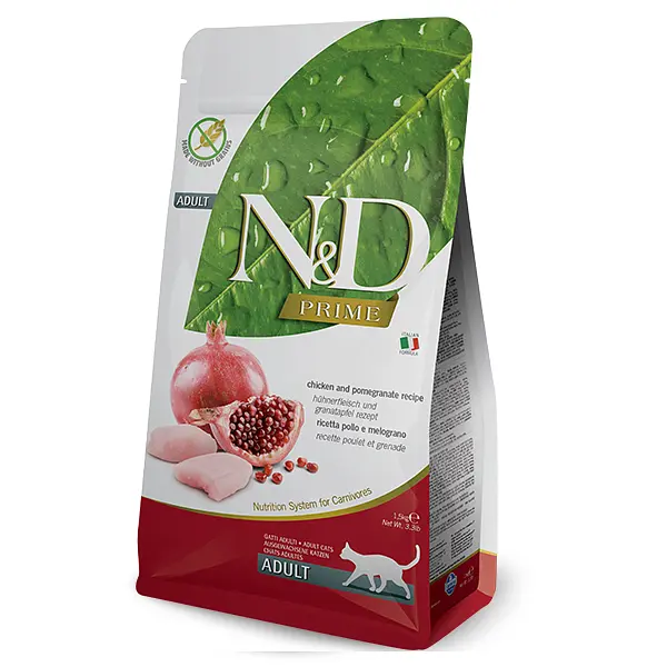 Сухий беззерновий корм Farmina N&D Prime Grain Free Cat Chicken для дорослих котів (курка, гранат), 1.5 кг