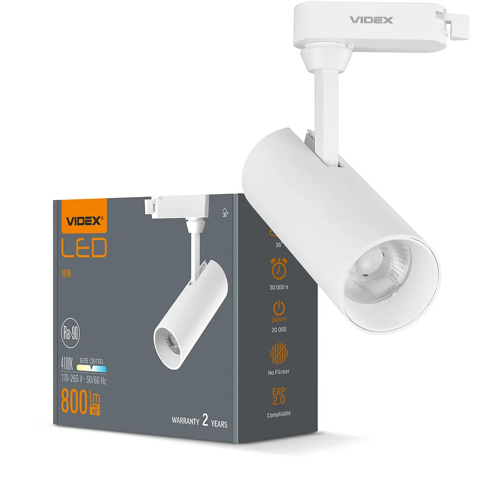 LED світильник трековий VIDEX 10W 4100K білий VIDEX (25914-000) - фото 2