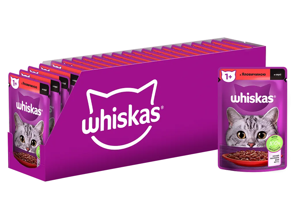 Вологий корм для котів Whiskas яловичина у соусі 2.38 кг (28 шт. х 85 г) - фото 3