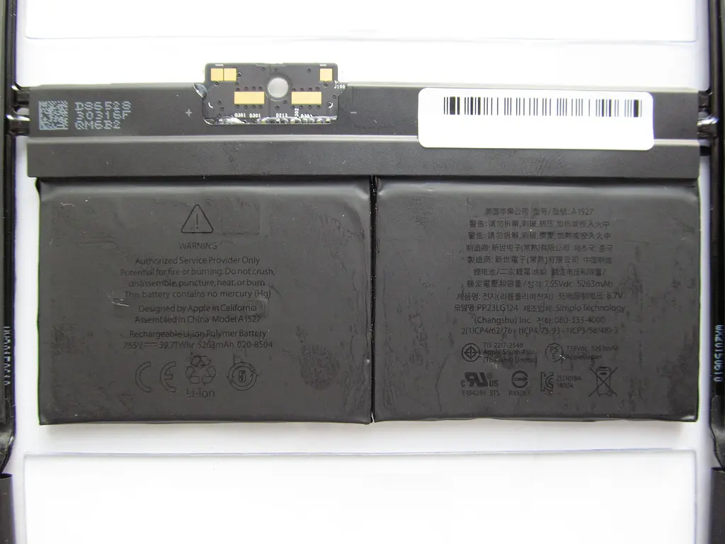 Акумулятор для ноутбука Apple A1527, 39.71Wh (5263 mAh), 6cell, 7.55V, Li-Po, чорний - фото 3