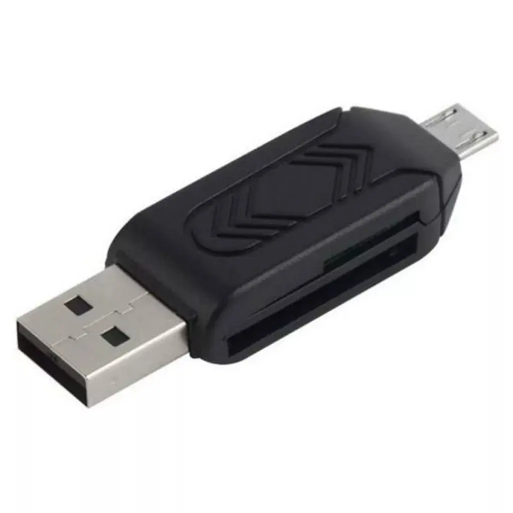 Картрідер зчитувач карт пам'яті STLab U-375 OTG зовнішній 2 інтерфейс USB + Micro-USB чорний - фото 2