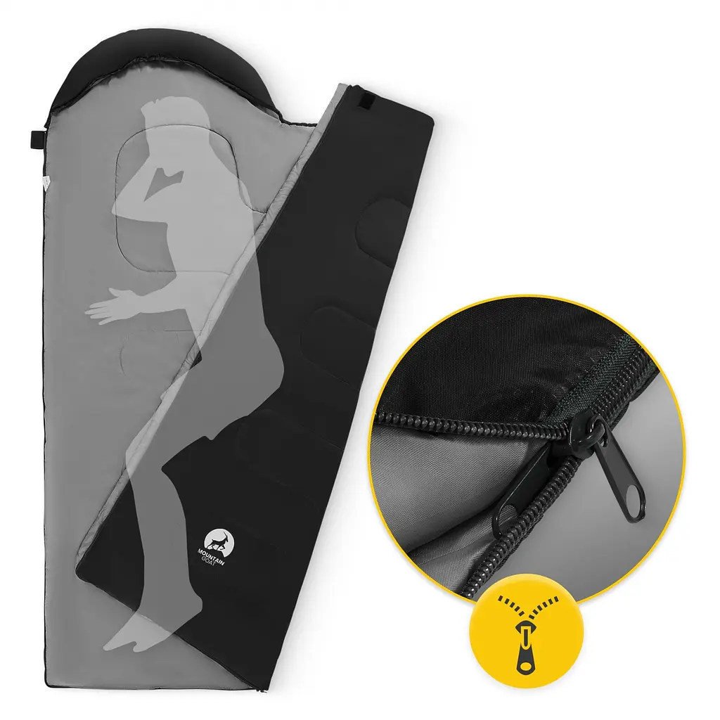 Спальний мішок (спальник) ковдра Mountain Goat Standard 2 в 1 MG0014 8 ...+20°C R Black/Grey (P-5905973400954) - фото 3