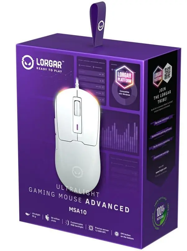 Миша Lorgar MSA10 Ultralight Wired Gaming Mouse White (LRG-MSA10-WH) - фото 11