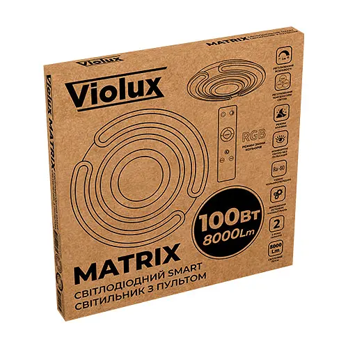 Світильник LED smart MATRIX+пульт 100W 3000-6000K IP20 чорний круг Violux ( 220485 ) - фото 9