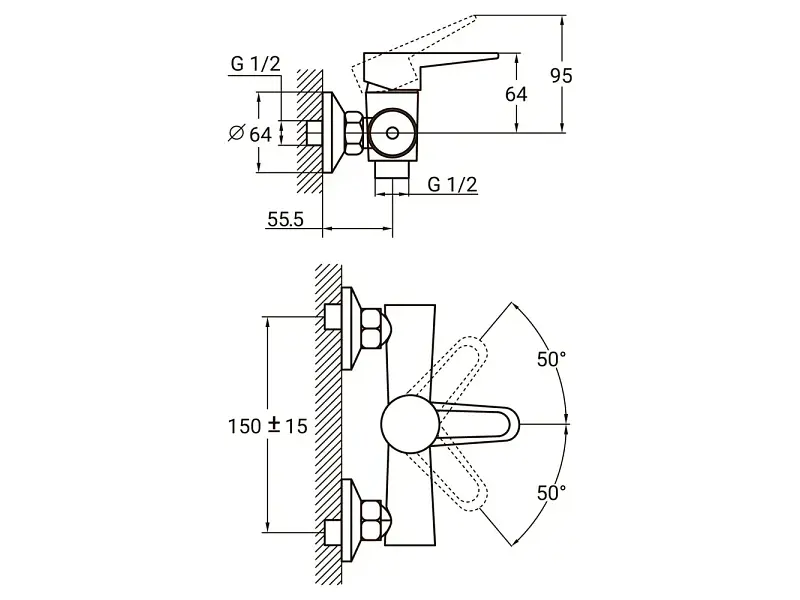 Змішувач для душової кабіни(душа) Aquatica HL-1D130C - фото 3