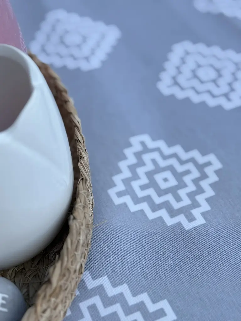 Ранер доріжка Ecotton DUCK 45x170 см для обіднього столу водовідштовхувальна сірого кольору геометрія (25147) - фото 2