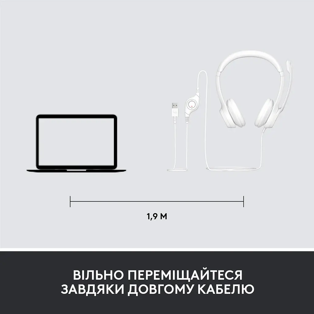 Комп'ютерна гарнітура Logitech H390 White (981-001286) [113832] - фото 6