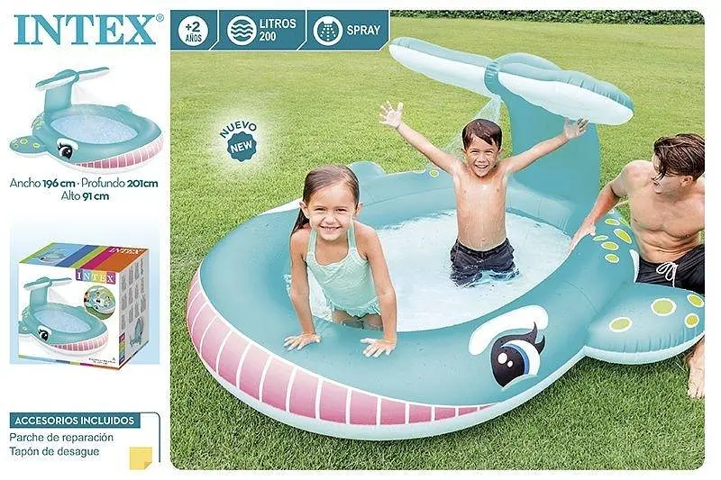 Басейн Intex 57440 NP "Кіт" (4) від 2 років, з розпилювачем, розмір 201х196х91 см, 200 л, у коробці - фото 2