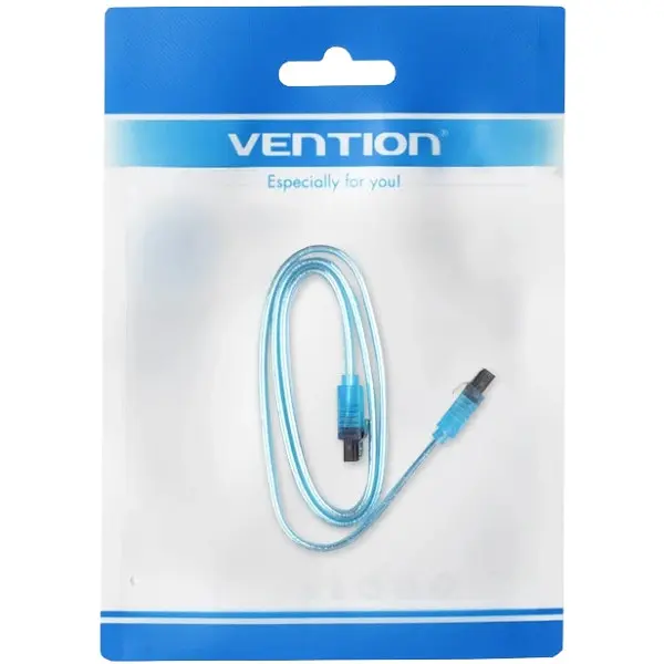 Кабель SATA 3.0 7pin, F/F, 0.5 м, L-конектор, Синій Vention - фото 4