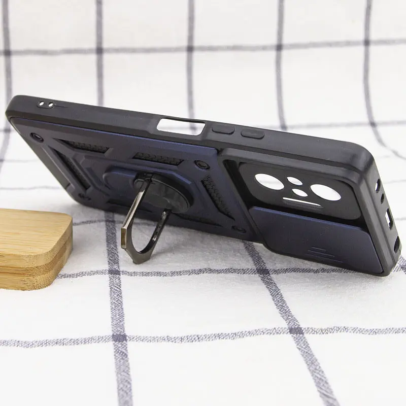 Ударостійкий чохол Camshield Serge Ring для Xiaomi Redmi Note 10 Pro / 10 Pro Max Синій, TPU+PC, Шторка на камеру - фото 5