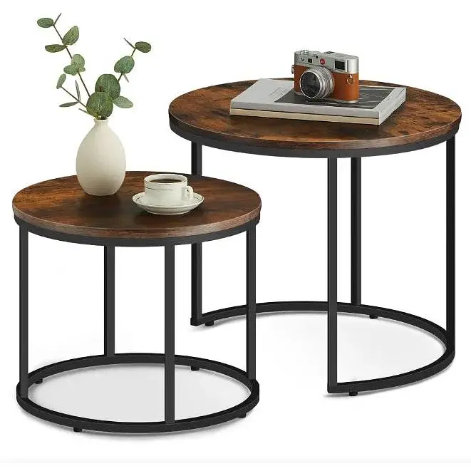 Комплект журнальних столиків Leobert Oreo круглий 53х45 см, 43х35 см коричневий - фото 2
