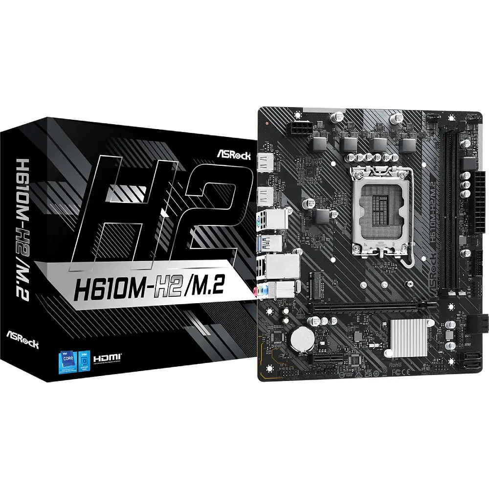 Материнська плата ASRock H610M-H2/M.2 (1700/H610, 2*DDR4, 1xPCIex16, 2xHDMI, 4xSATA, M.2, GLan, 7.1ch, mATX) - фото 5