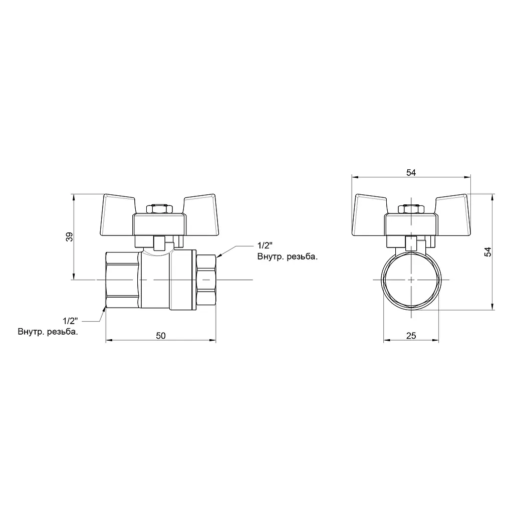 Кран кульовий SD Plus 1/2" ВР для води (метелик) SD602NW15PN40 - фото 2