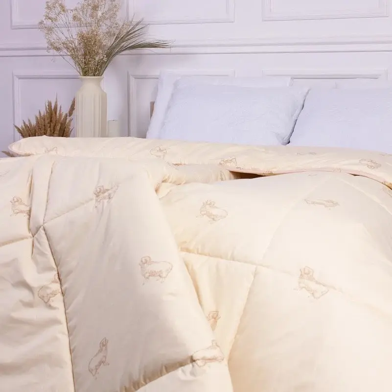 Набор MirSon шерсть №9563 Gold camel Wool деми одеяло 200х220 см + 2 подушки белый (2200010806236) - фото 3