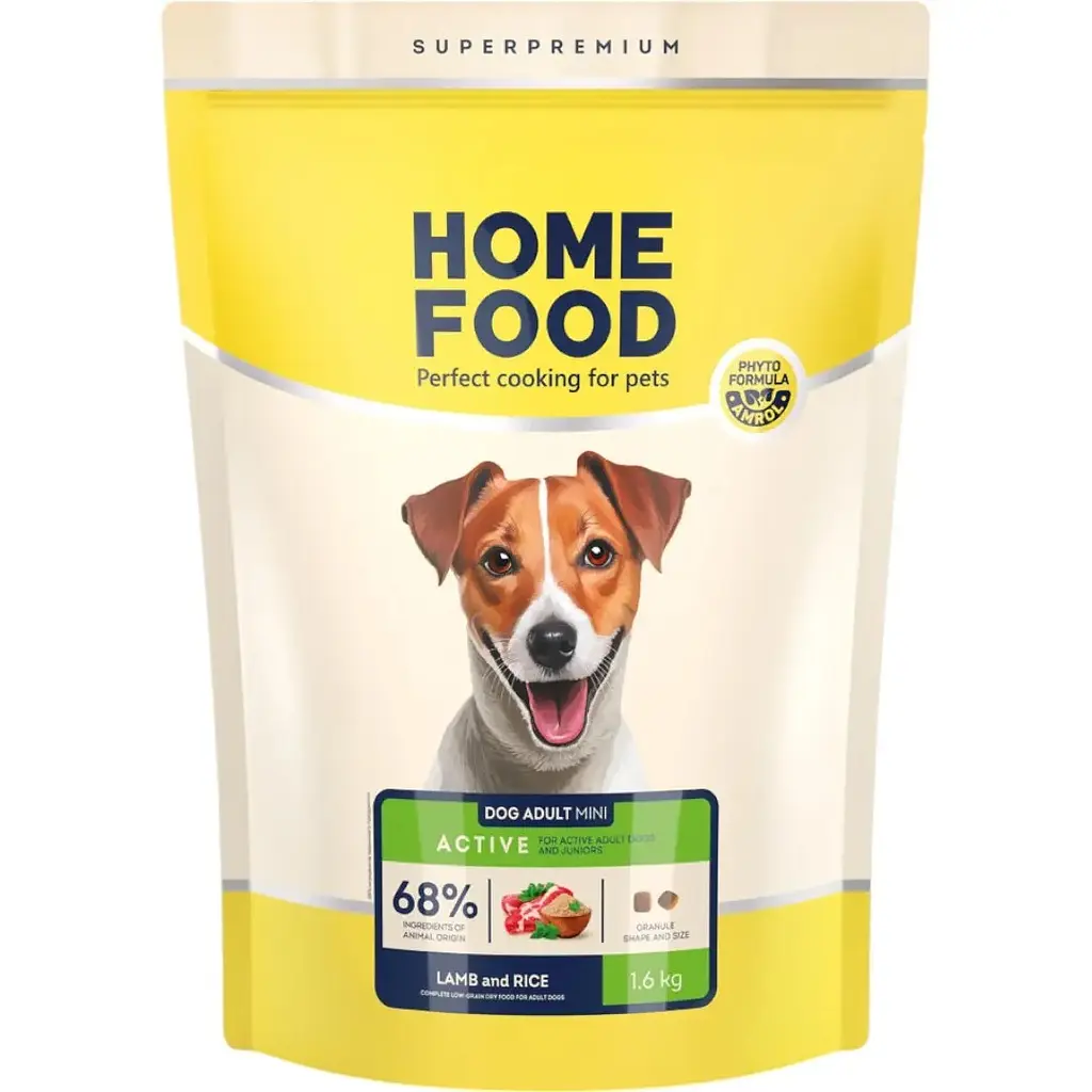 Сухий корм для активних собак та юніорів Home Food Adult Mini малих порід з ягнятиною та рисом 1.6 кг