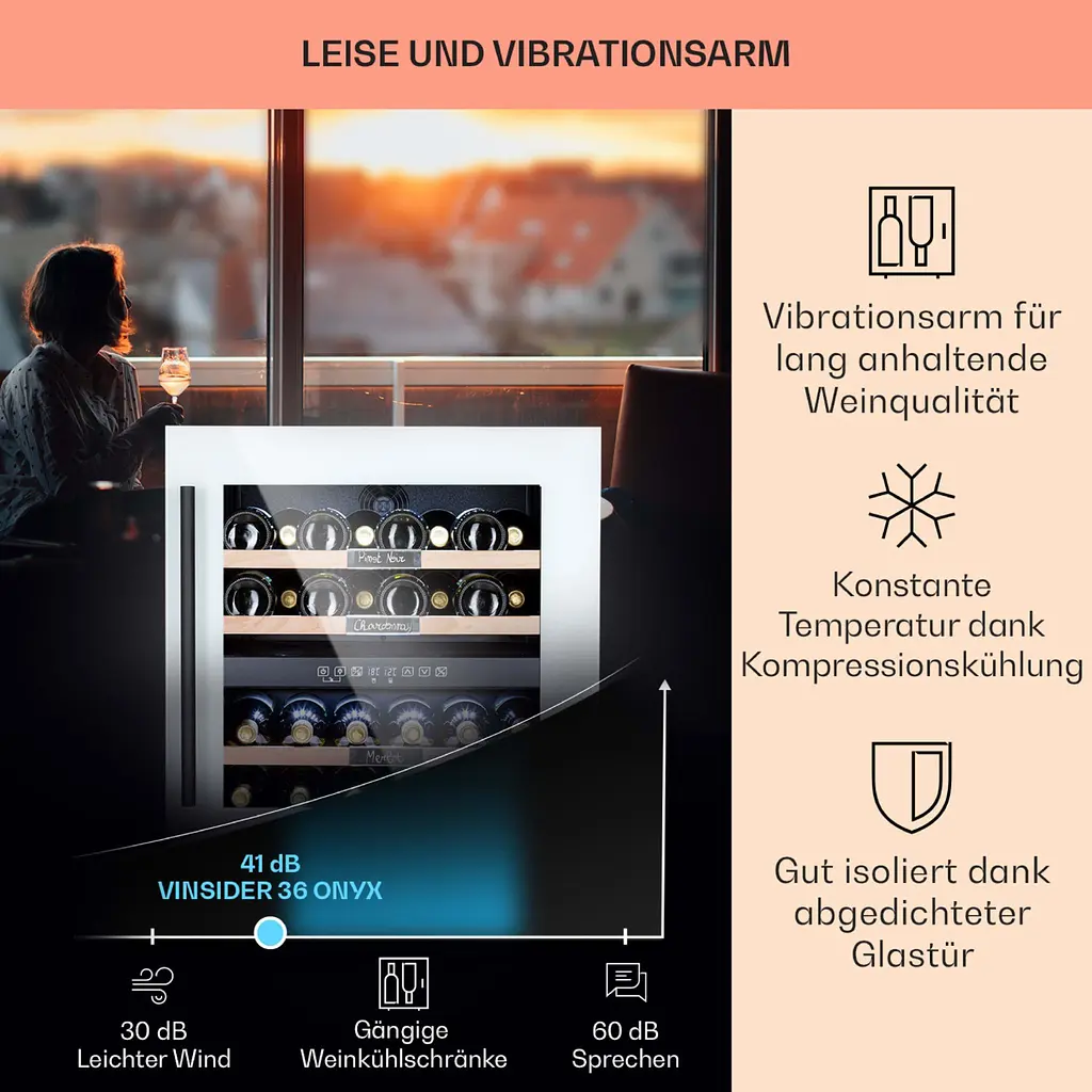 Винный холодильник встроенный Klarstein Vinsider 36 Quartz Edition (10038405) - фото 4