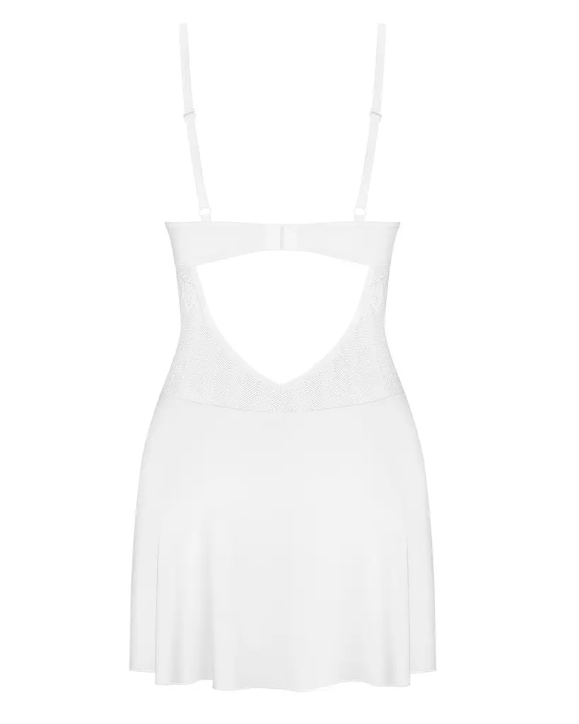 Пеньюар Obsessive Alissium chemise & thong, M/L, мереживний ліф, стрінги в комплекті - фото 5