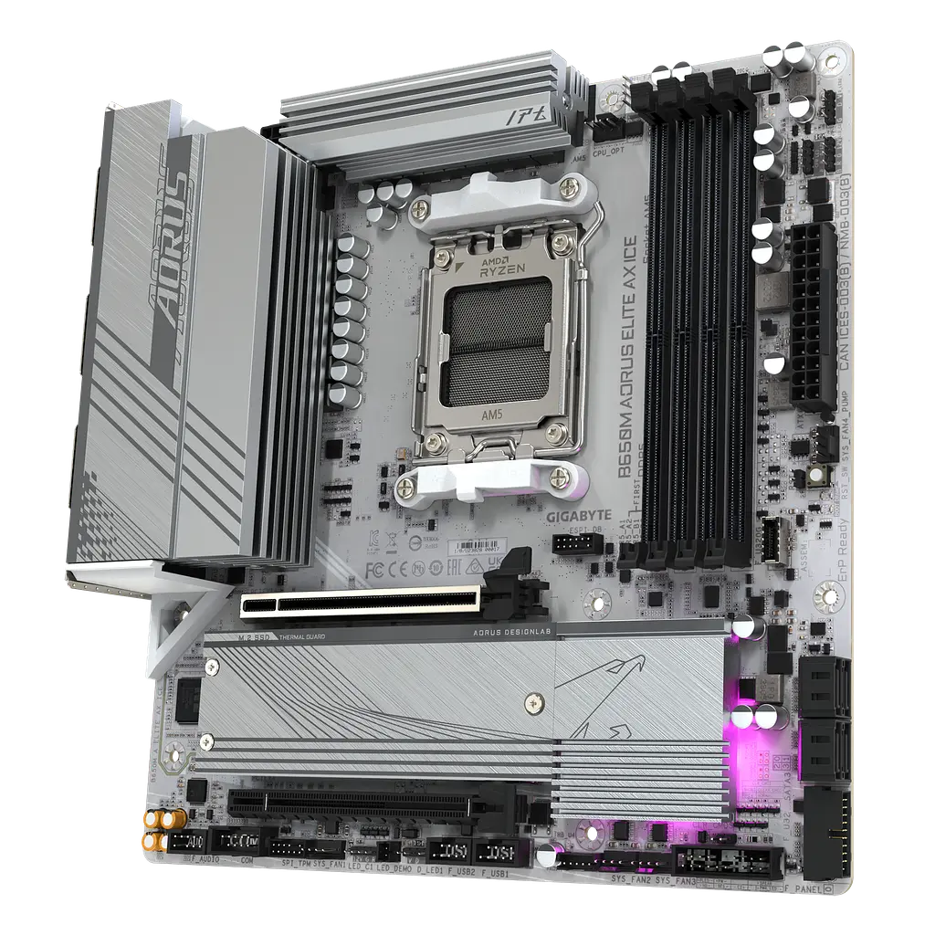 Mатеринська плата Gigabyte B650M Aorus Elite AX Ice Socket AM5 (B650M A ELITE AX ICE) - фото 4