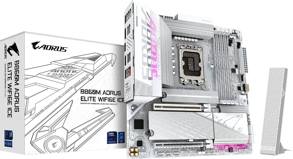 Материнська плата Gigabyte B860M Aorus Elite Wi-Fi 6E Ice LGA 1851 (B860M A ELT WF6E ICE) Б/В - фото 4