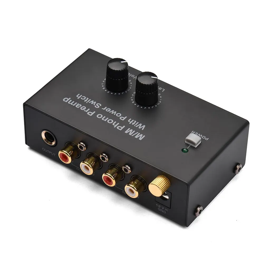 M/M Phono Preamp з перемикачем живлення Ультракомпактний попередній підсилювач з регулятором рівня та гучності вхід RCA - фото 4