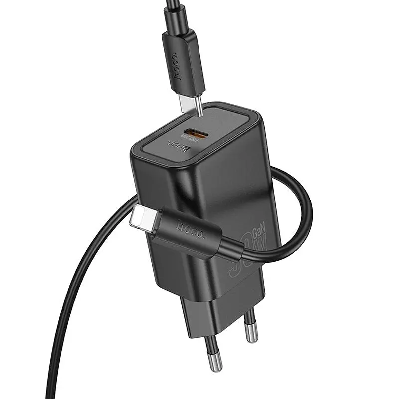 СЗУ Hoco N62 Gentle PD30W (1USB-C) + кабель Type-C to Lightning - фото 2