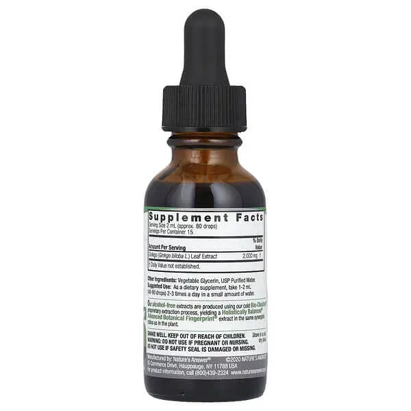 Гінкго Білоба Ginkgo Leaf Fluid Extract 2,000 mg 30 mL Nature's Answer vit0006160 - фото 2