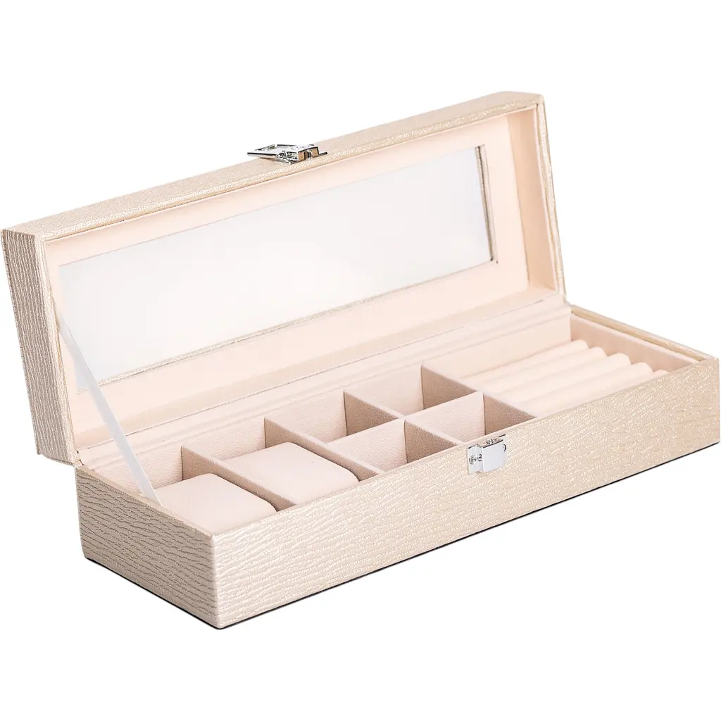 Скринька-органайзер для прикрас Yiwu на защіпці 31x11x8 см бежева HP-5-5BE - фото 3