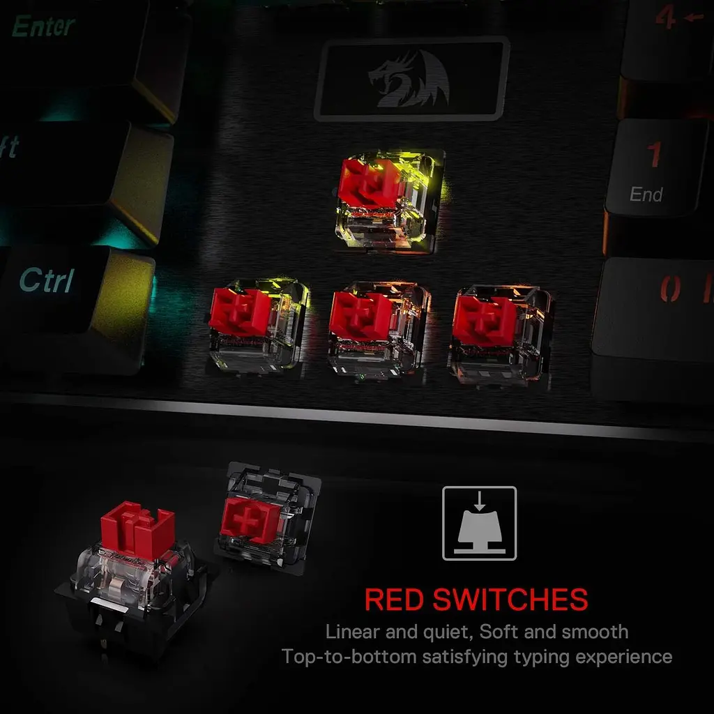 Механічна клавіатура Redragon K556 RGB 104 клавіші Red Switch Hot-Swap, англійська розкладка - фото 3