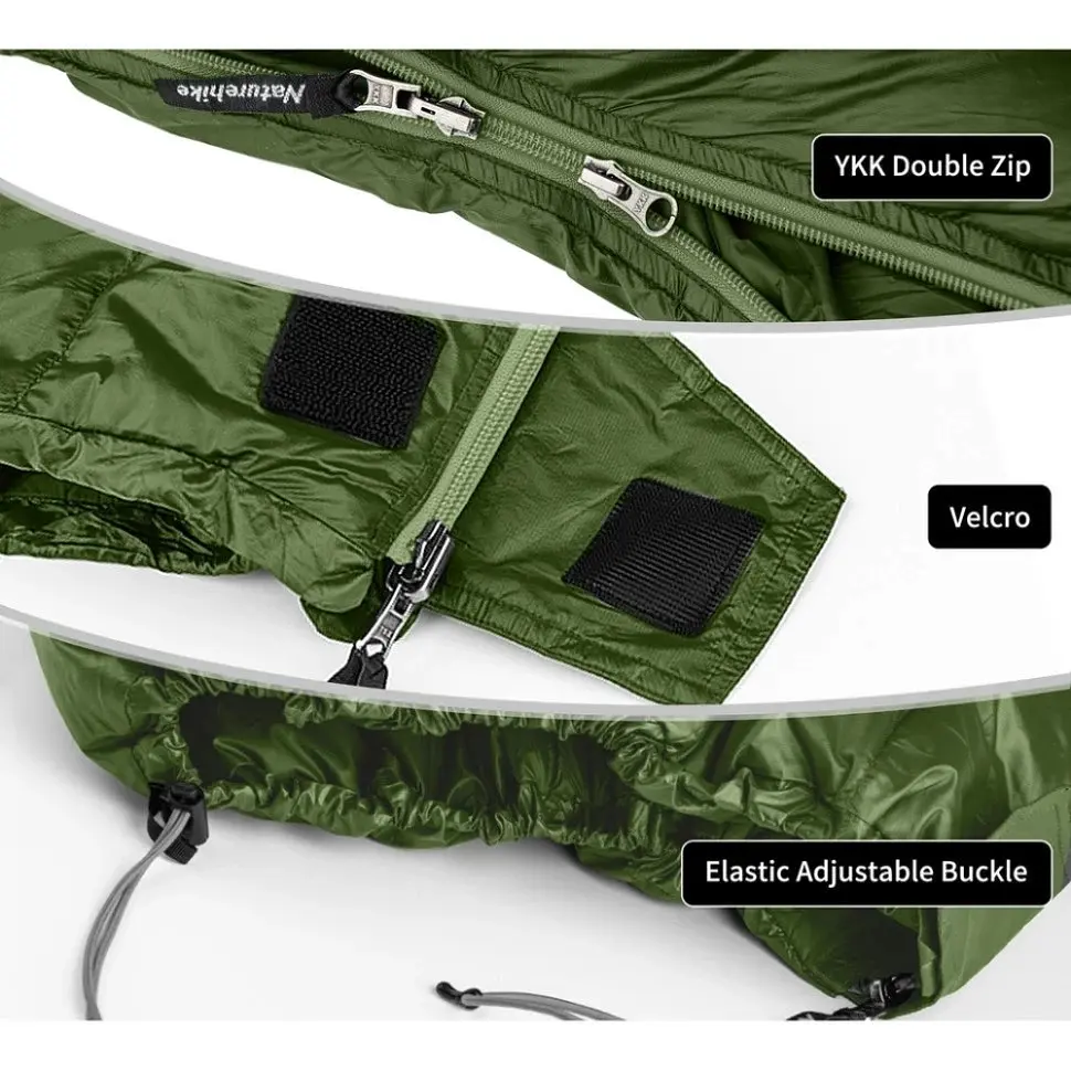 Спальник Naturehike CWM400 (CNK2300SD013) +6°C – с натуральным пухом - зеленый - фото 3