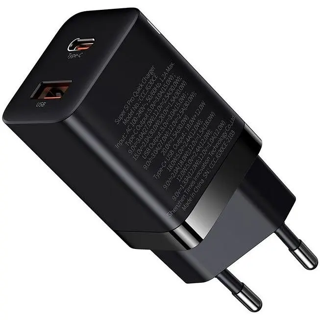 Зарядний пристрій Baseus Super Si Pro Quick Charger USB/Type-C 30W Black (CCSUPP-E01) - фото 5