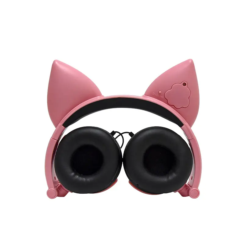 Навушники SUNROZ Linx Bear Ear Headphone з вушками Лисички LED 1,5 м Рожевий (SUN2651) - фото 3