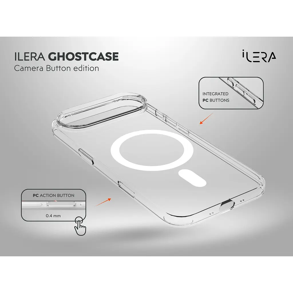 Чохол iLera GhostCase Camera Button with MagSafe для Apple iPhone Air Transparent (ILGCAClCaBk17Air) [150398] - фото 5