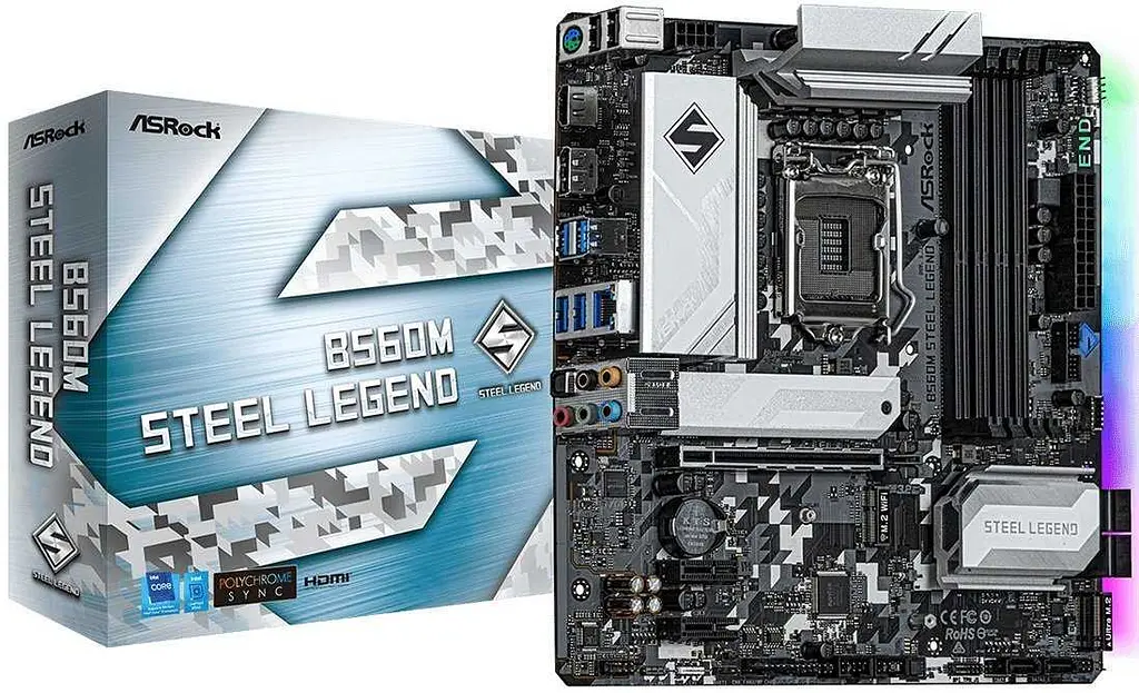 Материнская плата AsRock B560M Steel Legend (B560M Steel Legend) (Socket 1200, Intel B560, Micro-ATX) Б/у - фото 5