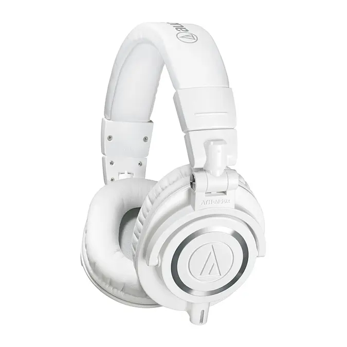 Провідні професійні навушники Audio-Technica ATH-M50X з вбудованими басами, роз'єм 3,5 мм Білі