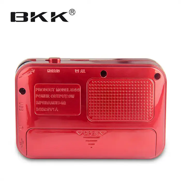 Радіоприймач з FM USB MicroSD BKK S99 радіо на акумуляторі 18650 Червоний - фото 2